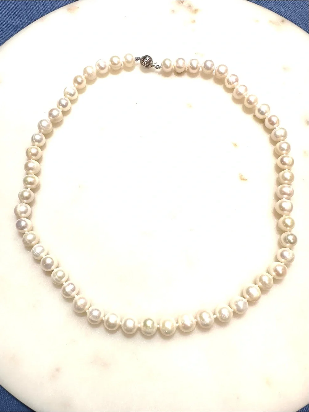 White Cultured Freshwater Pearl Rhodium over Sterling Silver Necklace & Earrings